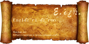 Eszlári Áron névjegykártya