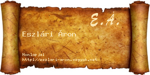 Eszlári Áron névjegykártya